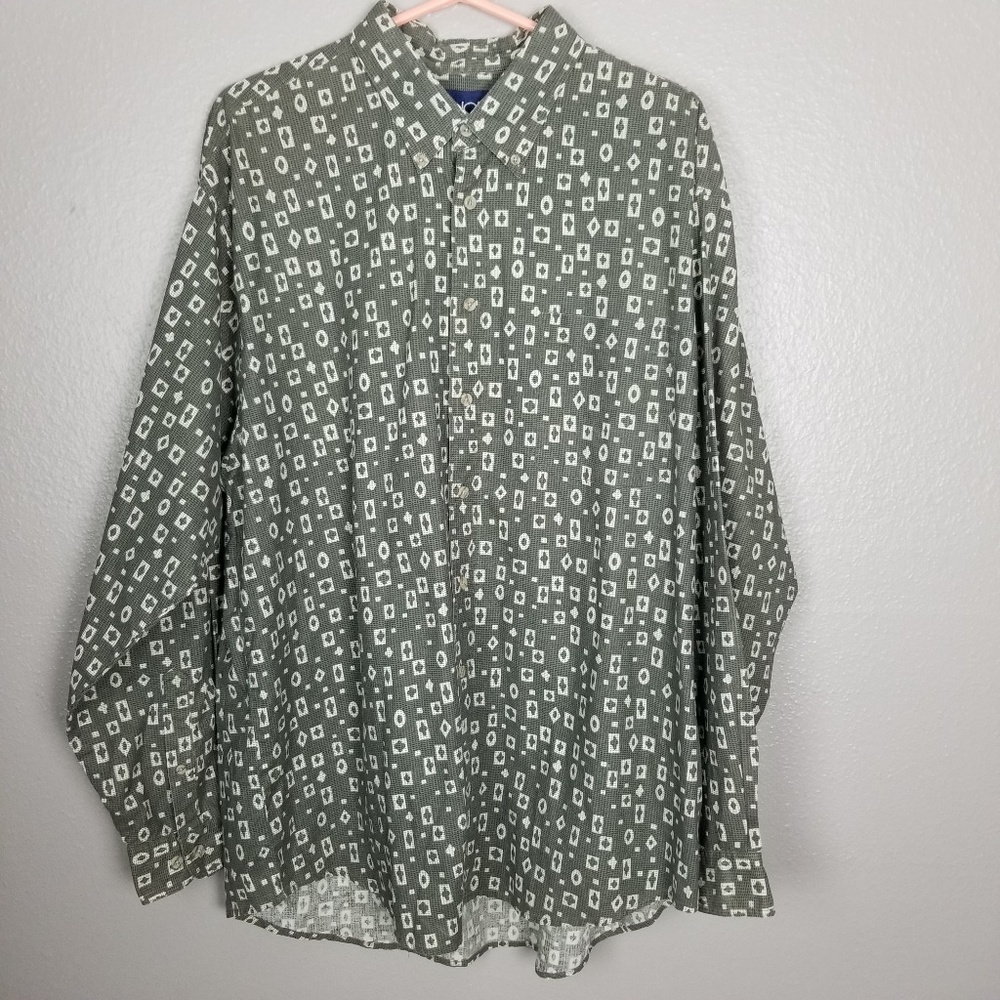 Honors Gray White Button Down LS Casual Shirt XL